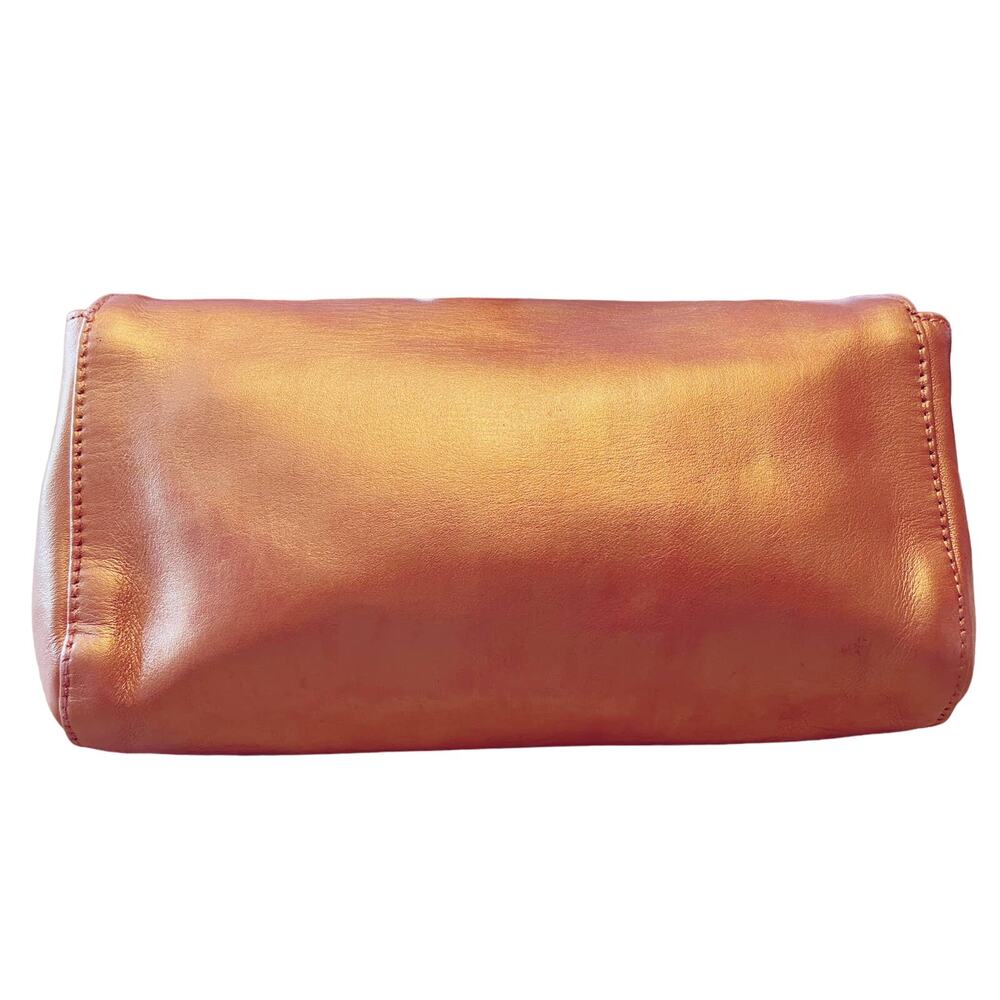 FURLA Refurbished Bag Leather Crossbody Detachable Strap Rose Gold Clutch Italy - Picture 4 of 16